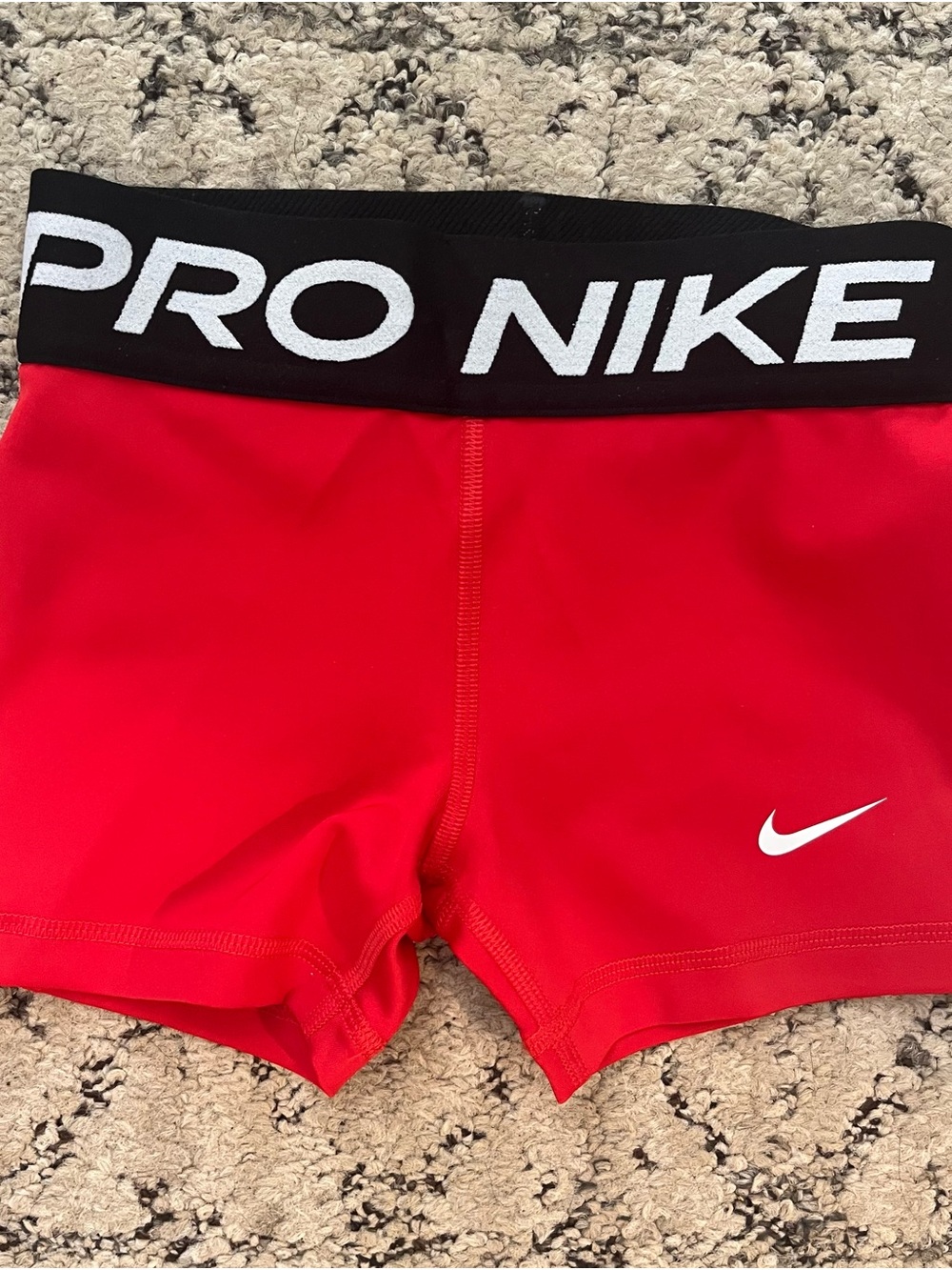 NWOT Youth XS Nike Red Training Compression Shorts with Black Waistband